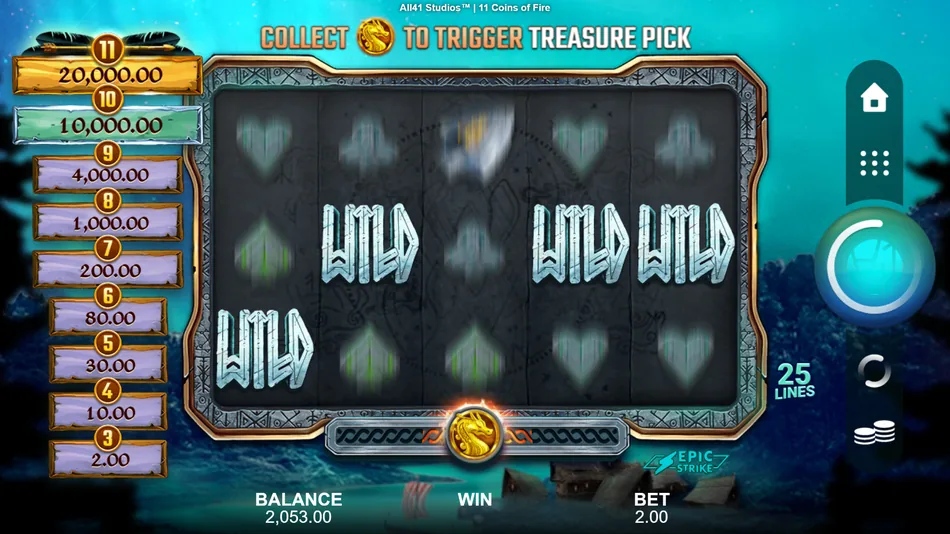 Treasure Pick chest bonus reveal screen in 11 Coins of Fire